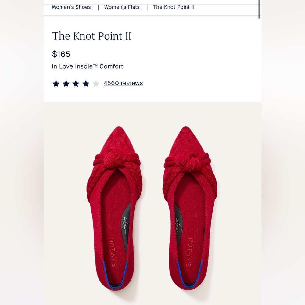 RED ROTHY’S The Knot Point II 
In Love Insole Comfort